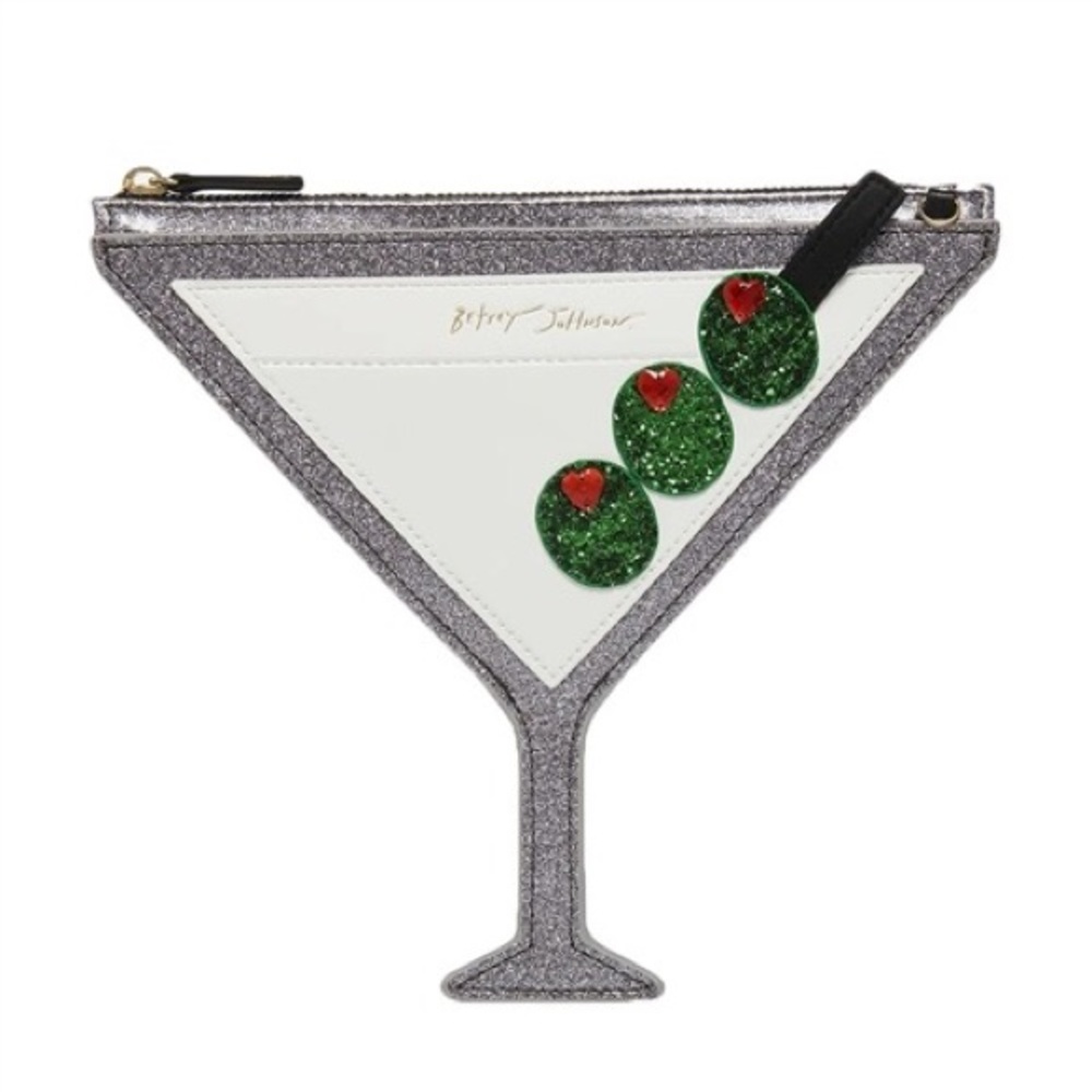 Betsey Johnson Silver and White Martini Crossbody